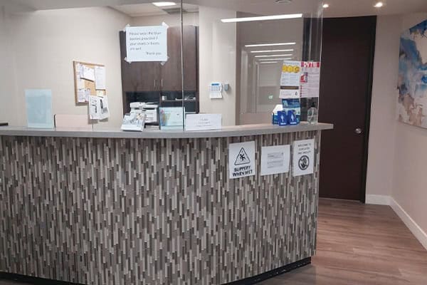 Showing inside of Markham clinic - Reception Desk